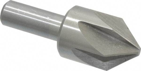 Interstate - 1" Head Diam, 1/2" Shank Diam, 6 Flute 82° High Speed Steel Countersink - Bright Finish, 2-3/4" OAL, Single End, Straight Shank, Right Hand Cut - Caliber Tooling