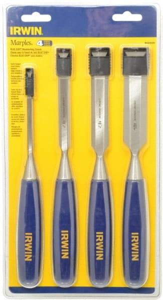 Irwin - 4 Piece Wood Chisel Set - 10-3/4" OAL, Sizes Included 1/4 to 1" - Caliber Tooling