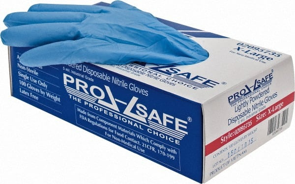 PRO-SAFE - Size XL, 5 mil, Industrial Grade, Powdered Nitrile Disposable Gloves - Exact Industrial Supply