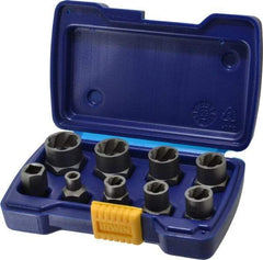 Irwin Hanson - 9 Piece Bolt Extractor Set - 3/8" Drive, Molded Plastic Case - Caliber Tooling