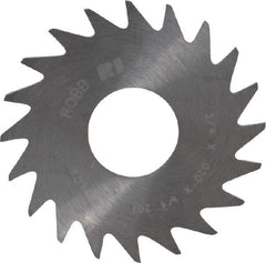 RobbJack - 3/4" Diam x 0.02" Blade Thickness x 1/4" Arbor Hole Diam, 20 Tooth Slitting and Slotting Saw - Arbor Connection, Right Hand, Uncoated, Solid Carbide, Concave Ground - Caliber Tooling