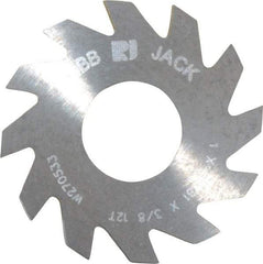 RobbJack - 1" Diam x 0.0781" Blade Thickness x 3/8" Arbor Hole Diam, 12 Tooth Slitting and Slotting Saw - Arbor Connection, Right Hand, Uncoated, Solid Carbide, Concave Ground - Caliber Tooling