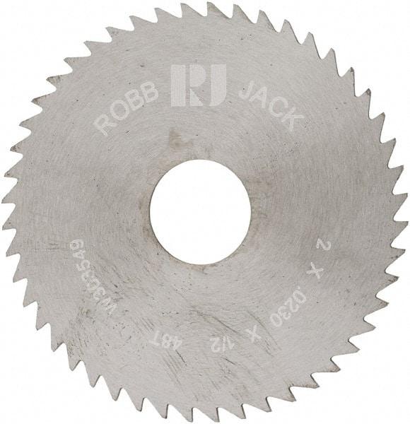 RobbJack - 2" Diam x 0.023" Blade Thickness x 1/2" Arbor Hole Diam, 48 Tooth Slitting and Slotting Saw - Arbor Connection, Right Hand, Uncoated, Solid Carbide, Concave Ground - Caliber Tooling