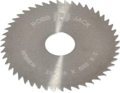 RobbJack - 2" Diam x 0.0312" Blade Thickness x 1/2" Arbor Hole Diam, 48 Tooth Slitting and Slotting Saw - Arbor Connection, Right Hand, Uncoated, Solid Carbide, Concave Ground - Caliber Tooling