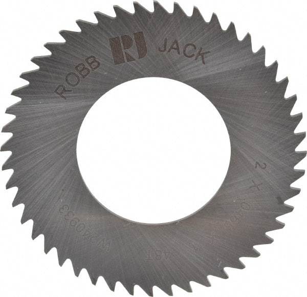 RobbJack - 2" Diam x 0.0468" Blade Thickness x 1" Arbor Hole Diam, 48 Tooth Slitting and Slotting Saw - Arbor Connection, Right Hand, Uncoated, Solid Carbide, Concave Ground - Caliber Tooling