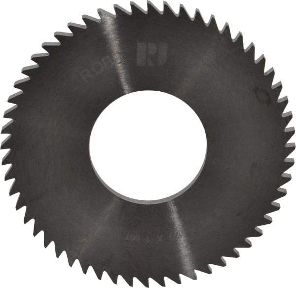 RobbJack - 2-1/2" Diam x 1/8" Blade Thickness x 1" Arbor Hole Diam, 56 Tooth Slitting and Slotting Saw - Arbor Connection, Right Hand, Uncoated, Solid Carbide, Concave Ground - Caliber Tooling