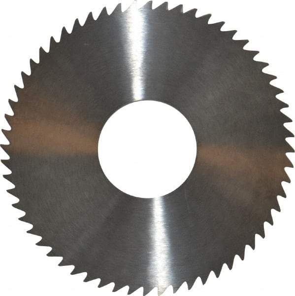 RobbJack - 3" Diam x 1/8" Blade Thickness x 1" Arbor Hole Diam, 60 Tooth Slitting and Slotting Saw - Arbor Connection, Right Hand, Uncoated, Solid Carbide, Concave Ground - Caliber Tooling