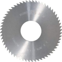 RobbJack - 3" Diam x 3/16" Blade Thickness x 1" Arbor Hole Diam, 60 Tooth Slitting and Slotting Saw - Arbor Connection, Right Hand, Uncoated, Solid Carbide, Concave Ground - Caliber Tooling