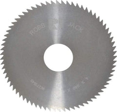 RobbJack - 4" Diam x 0.04" Blade Thickness x 1" Arbor Hole Diam, 72 Tooth Slitting and Slotting Saw - Arbor Connection, Right Hand, Uncoated, Solid Carbide, Concave Ground - Caliber Tooling