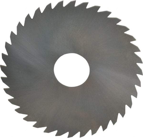 RobbJack - 4" Diam x 0.0937" Blade Thickness x 1" Arbor Hole Diam, 36 Tooth Slitting and Slotting Saw - Arbor Connection, Right Hand, Uncoated, Solid Carbide, Concave Ground - Caliber Tooling