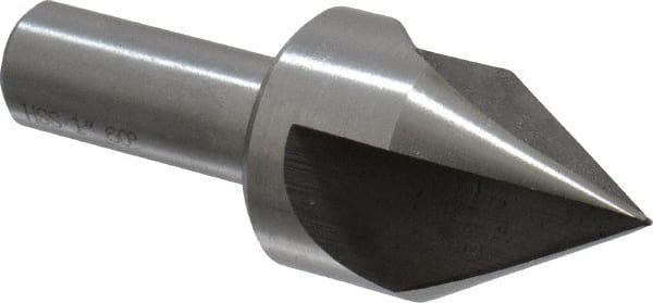 Interstate - 1" Head Diam, 1/2" Shank Diam, 3 Flute 60° High Speed Steel Countersink - Caliber Tooling