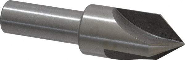 Interstate - 3/4" Head Diam, 1/2" Shank Diam, 3 Flute 82° High Speed Steel Countersink - Bright Finish, 2-3/4" OAL, Single End, Straight Shank, Right Hand Cut - Caliber Tooling