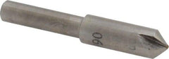 Interstate - 1/4" Head Diam, 3/16" Shank Diam, 3 Flute 90° High Speed Steel Countersink - Bright Finish, 2" OAL, Single End, Straight Shank, Right Hand Cut - Caliber Tooling