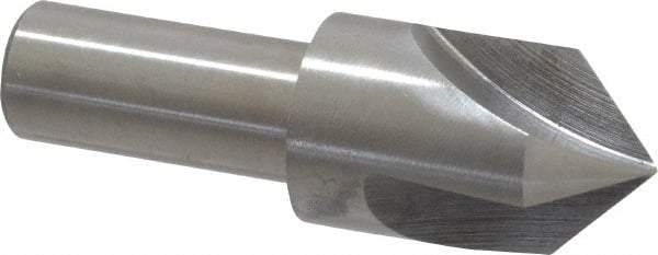 Interstate - 3/4" Head Diam, 1/2" Shank Diam, 3 Flute 90° High Speed Steel Countersink - Bright Finish, 2-3/4" OAL, Single End, Straight Shank, Right Hand Cut - Caliber Tooling