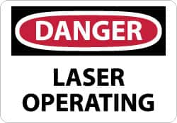 NMC - "Danger - Laser Operating", 10" Long x 14" Wide, Rigid Plastic Safety Sign - Rectangle, 0.05" Thick, Use for Accident Prevention - Caliber Tooling