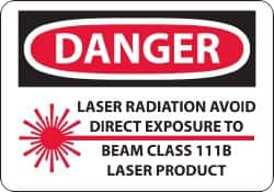 NMC - "Danger - Laser Radiation - Avoid Direct Exposure to Beam - Class 111b Laser Product", 10" Long x 14" Wide, Rigid Plastic Safety Sign - Rectangle, 0.05" Thick, Use for Accident Prevention - Caliber Tooling