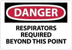 NMC - "Danger - Respirators Required Beyond This Point", 10" Long x 14" Wide, Rigid Plastic Safety Sign - Rectangle, 0.05" Thick, Use for Accident Prevention - Caliber Tooling