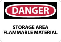 NMC - "Danger - Storage Area - Flammable Material", 10" Long x 14" Wide, Rigid Plastic Safety Sign - Rectangle, 0.05" Thick, Use for Hazardous Materials - Caliber Tooling