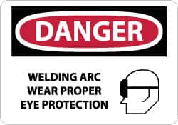 NMC - "Danger - Welding Arc Wear Proper Eye Protection", 10" Long x 14" Wide, Rigid Plastic Safety Sign - Rectangle, 0.05" Thick, Use for Accident Prevention - Caliber Tooling