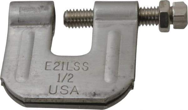 Empire - 3/4" Max Flange Thickness, 1/2" Rod C-Clamp with Locknut - 500 Lb Capacity, 304 Stainless Steel - Caliber Tooling