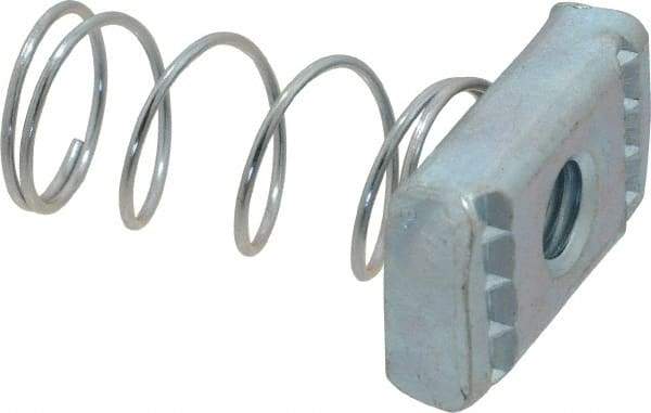 Empire - 3/8" Rod, Electro Galvanized Carbon Steel Spring Strut Nut - Used for Attaching Hanger Rod or Other Accessories to Strut - Caliber Tooling