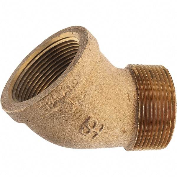 Merit Brass - Class 125, 1-1/2" Internal Pipe, Brass 45° Street Elbow - FNPT x MNPT - Caliber Tooling