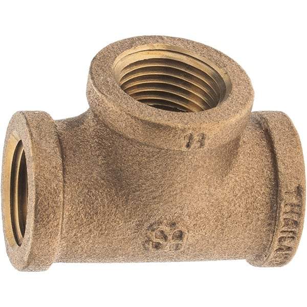 Merit Brass - Class 125, 1/2" Internal Pipe, Brass Tee - FNPT x FNPT x FNPT - Caliber Tooling