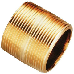 Merit Brass - 6" Long, 3/4" Pipe Threaded Brass Pipe Nipple - BSPT Thread, Red Brass - Caliber Tooling