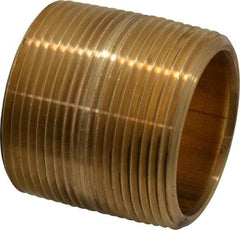 Merit Brass - 1-3/4" Long, 1-1/2" Pipe Threaded Brass Pipe Nipple - NPT Thread, Red Brass - Caliber Tooling