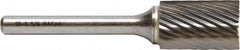 M.A. Ford - 3/16" Cut Diam, 1/8" Shank Diam, Cylinder with End Cut Head Double Cut Burr - Carbide, End Cut End, 1/2" LOC, 1-1/2" OAL - Caliber Tooling