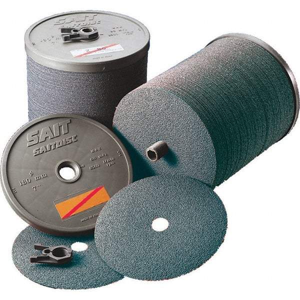 Sait - 5" Diam 7/8" Hole 36 Grit Fiber Disc - Very Coarse Grade, Zirconia Alumina, 10,000 Max RPM, Series Z - Caliber Tooling