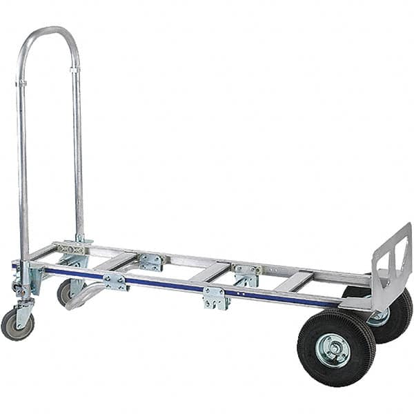 Wesco Industrial Products - 1,200 Lb Capacity 61-3/4" OAH Hand Truck - 18 x 7-1/2" Base Plate, Continuous Handle, Aluminum, Full Pneumatic Wheels - Caliber Tooling