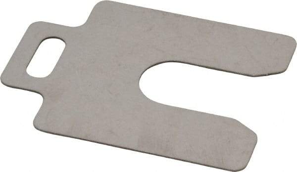 Made in USA - 20 Piece, 2 Inch Long x 2 Inch Wide x 0.031 Inch Thick, Slotted Shim Stock - Stainless Steel, 5/8 Inch Wide Slot - Caliber Tooling