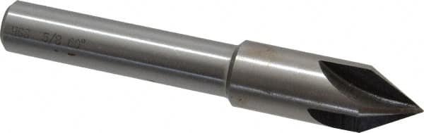 Interstate - 5/8" Head Diam, 1/2" Shank Diam, 4 Flute 60° High Speed Steel Countersink - Bright Finish, 4" OAL, Single End, Straight Shank, Right Hand Cut - Caliber Tooling