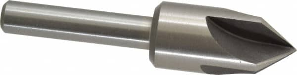 Interstate - 1" Head Diam, 1/2" Shank Diam, 4 Flute 82° High Speed Steel Countersink - Caliber Tooling