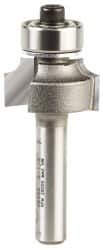 Amana Tool - 3/4" Cut Diam, 3/8" Length of Cut, 2 Flute Round-Over Edge Profile Router Bit - Carbide-Tipped, 1/4" Shank Diam, 2" OAL, Uncoated - Caliber Tooling