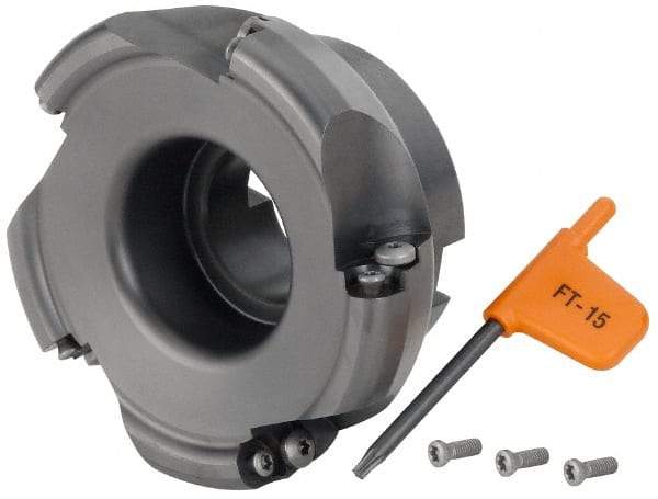 Kennametal - 101.6mm Cut Diam, 6mm Max Depth, 1-1/4" Arbor Hole, 5 Inserts, RD.. 12T3... Insert Style, Indexable Copy Face Mill - KDM400 Cutter Style, 50.04mm High, Series KDM - Caliber Tooling