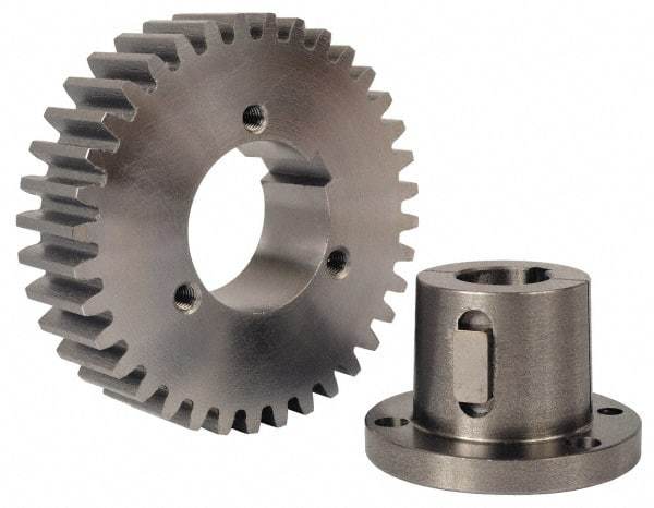 Browning - 10 Pitch, 4" Pitch Diam, 4.2" OD, 40 Tooth Spur Gear - 1-1/4" Face Width, 2-1/2" Hub Diam, 20° Pressure Angle, Steel - Caliber Tooling