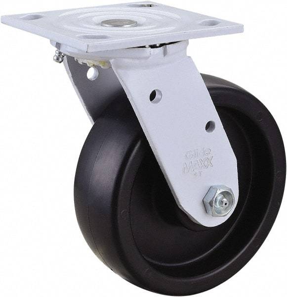 Value Collection - 6" Diam x 2" Wide, Polyolefin Swivel Caster - 650 Lb Capacity, Top Plate Mount, 4" x 4-1/2" Plate, Plain Bearing - Caliber Tooling