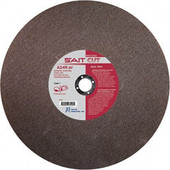 Sait - 14" 24 Grit Aluminum Oxide Cutoff Wheel - 1/8" Thick, 20mm Arbor, 5,460 Max RPM, Use with Portable Tools - Caliber Tooling