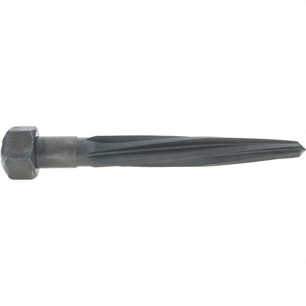 Made in USA - 11/16" Reamer Diam, 3/8" Small End Diam, 1-1/16" Hex Shank, 4-1/2" Flute, Car Reamer - Caliber Tooling