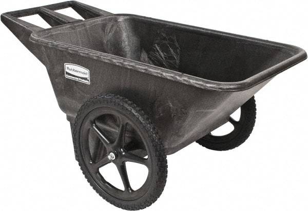 Rubbermaid - 7.5 Cu Ft, 300 Lb Capacity Wheelbarrow with 20" Radial Wheel - Plastic Handle, 58" Long x 32-3/4" Wide x 28-1/4" High, Black - Caliber Tooling