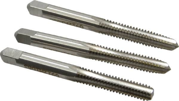 Hertel - 1/4-20 UNC, 4 Flute, Bottoming, Plug & Taper, Bright Finish, High Speed Steel Tap Set - 2-1/2" OAL, 2B/3B Class of Fit - Exact Industrial Supply