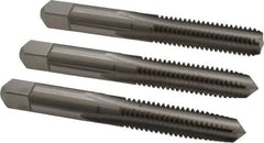 Hertel - 3/8-16 UNC, 4 Flute, Bottoming, Plug & Taper, Bright Finish, High Speed Steel Tap Set - 2-15/16" OAL, 2B/3B Class of Fit - Exact Industrial Supply