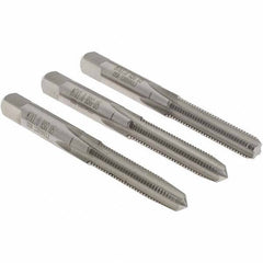 Hertel - M7x1.00, D5, 4 Flutes, Bottoming, Plug, Taper Chamfer, Bright Finish, High Speed Steel Tap Set - 6H Class of Fit - Caliber Tooling