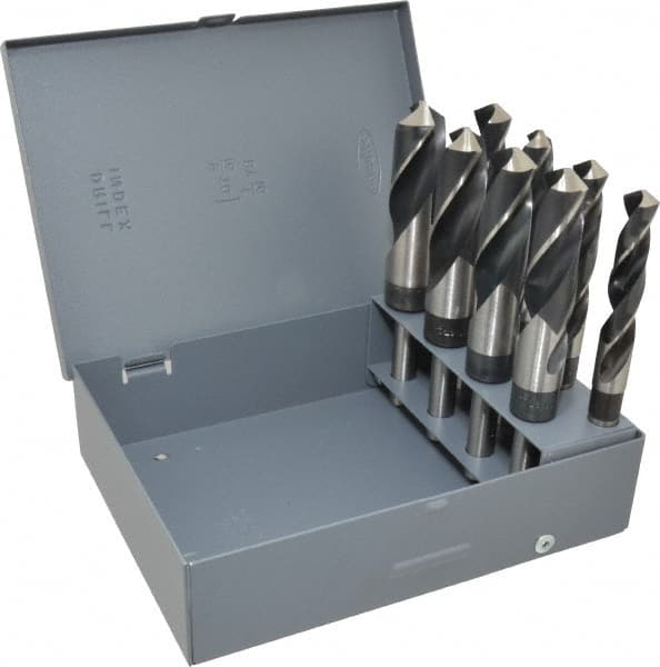 Hertel - 9/16 to 1", 118° Point, Oxide Finish, High Speed Steel Reduced Shank Drill Bit Set - Caliber Tooling