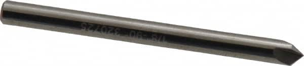 Hertel - 1/8" Head Diam, 1/8" Shank Diam, 3 Flute 90° Solid Carbide Countersink - Bright Finish, 1-1/2" OAL, Single End, Straight Shank, Right Hand Cut - Caliber Tooling