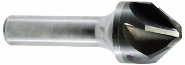 Hertel - 1/4" Head Diam, 1/4" Shank Diam, 6 Flute 60° Solid Carbide Countersink - Bright Finish, 2" OAL, Single End, Straight Shank, Right Hand Cut - Caliber Tooling