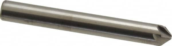 Hertel - 1/4" Head Diam, 1/4" Shank Diam, 6 Flute 90° Solid Carbide Countersink - Bright Finish, 2" OAL, Single End, Straight Shank, Right Hand Cut - Caliber Tooling