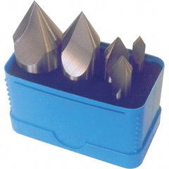 Interstate - 5 Piece, 1/4 to 1" Head Diam, 100° Included Angle, Single End Countersink Set - Caliber Tooling